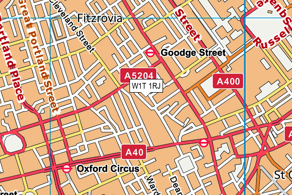 W1T 1RJ map - OS VectorMap District (Ordnance Survey)