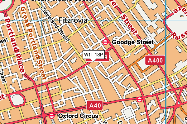 W1T 1SP map - OS VectorMap District (Ordnance Survey)