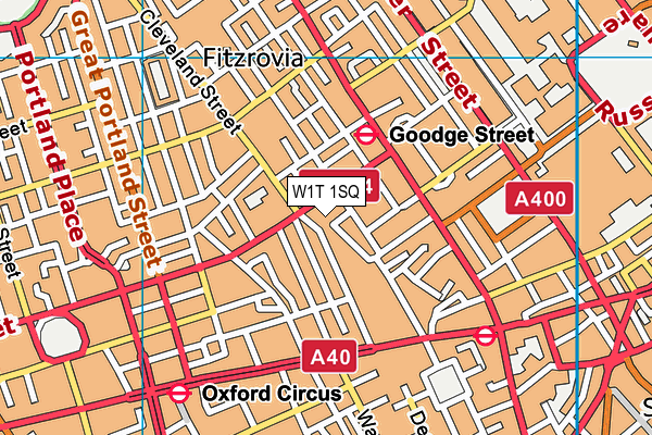 W1T 1SQ map - OS VectorMap District (Ordnance Survey)