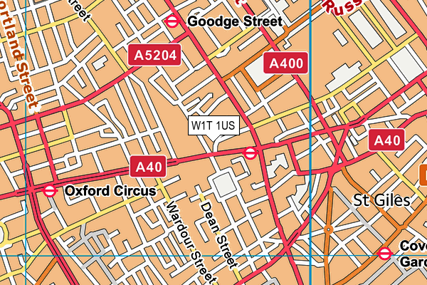 W1T 1US map - OS VectorMap District (Ordnance Survey)