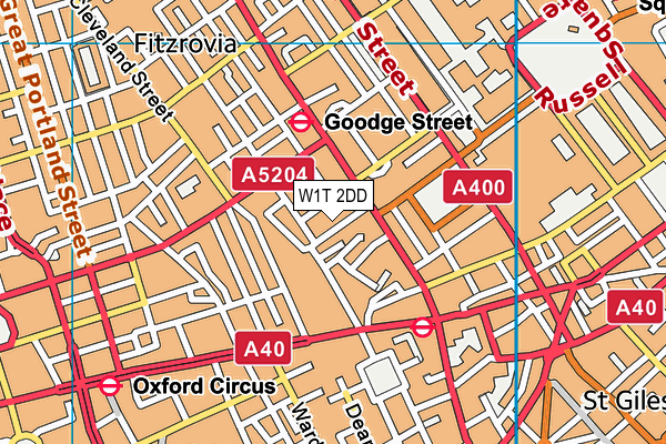 W1T 2DD map - OS VectorMap District (Ordnance Survey)