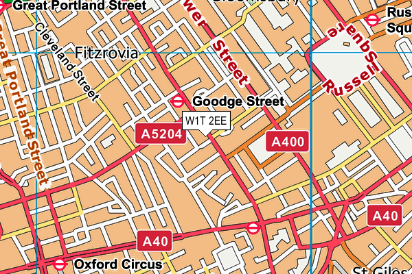 W1T 2EE map - OS VectorMap District (Ordnance Survey)