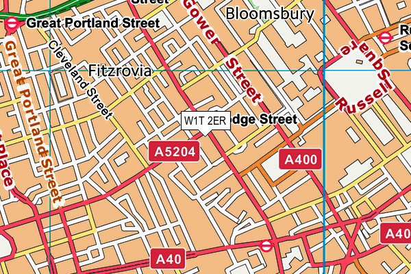W1T 2ER map - OS VectorMap District (Ordnance Survey)