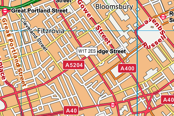 W1T 2ES map - OS VectorMap District (Ordnance Survey)