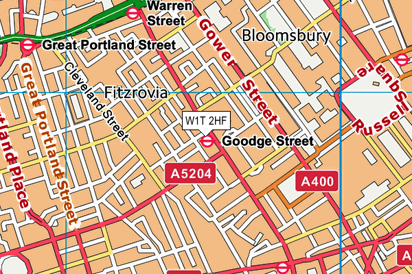 W1T 2HF map - OS VectorMap District (Ordnance Survey)