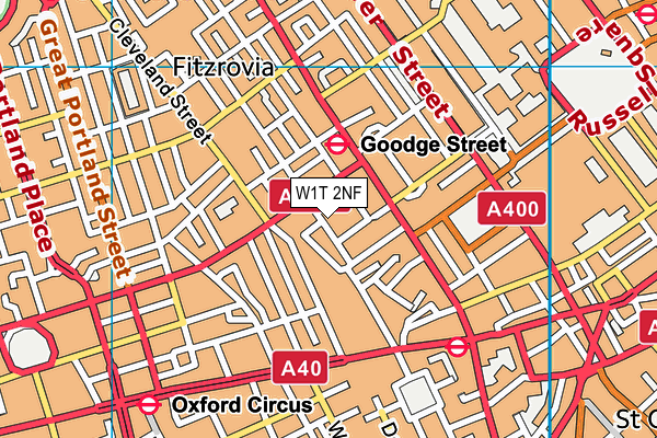 W1T 2NF map - OS VectorMap District (Ordnance Survey)