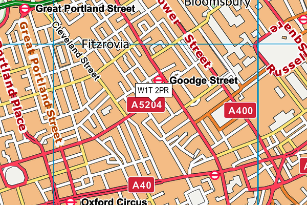 W1T 2PR map - OS VectorMap District (Ordnance Survey)
