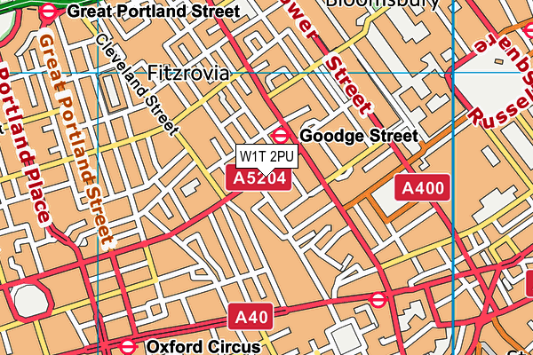 W1T 2PU map - OS VectorMap District (Ordnance Survey)