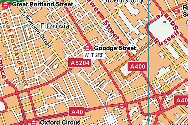 W1T 2RF map - OS VectorMap District (Ordnance Survey)