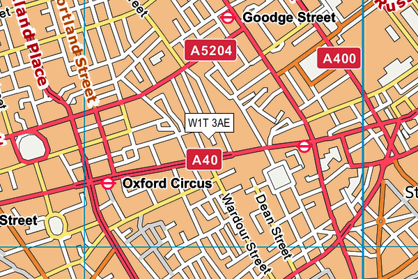 W1T 3AE map - OS VectorMap District (Ordnance Survey)