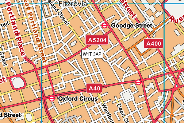 W1T 3AP map - OS VectorMap District (Ordnance Survey)