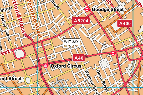 W1T 3AX map - OS VectorMap District (Ordnance Survey)