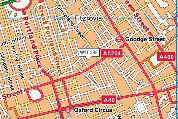 W1T 3BF map - OS VectorMap District (Ordnance Survey)