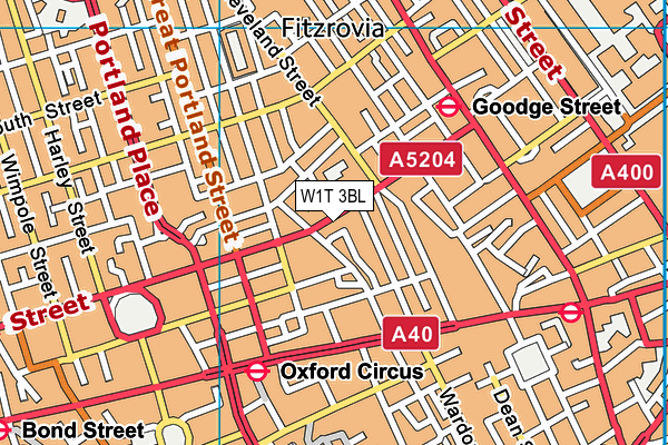 W1T 3BL map - OS VectorMap District (Ordnance Survey)