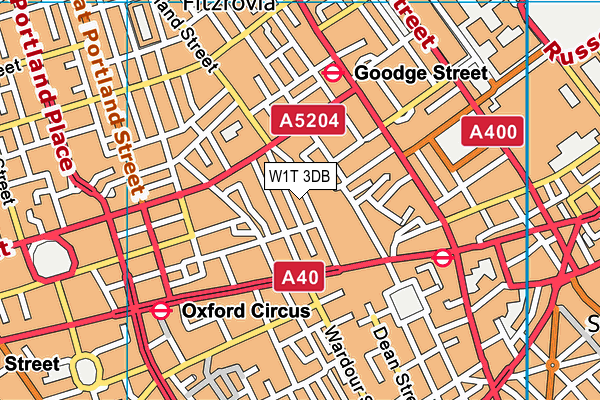 W1T 3DB map - OS VectorMap District (Ordnance Survey)
