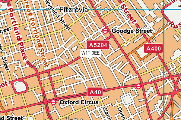 W1T 3EE map - OS VectorMap District (Ordnance Survey)