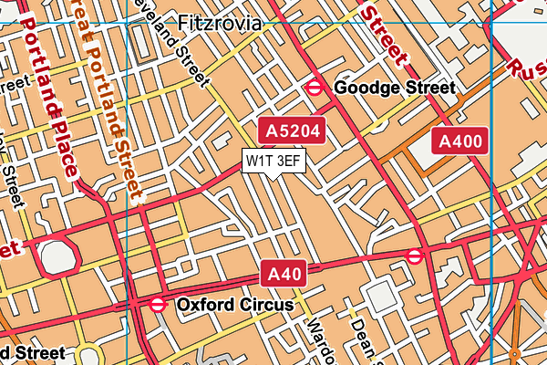 W1T 3EF map - OS VectorMap District (Ordnance Survey)