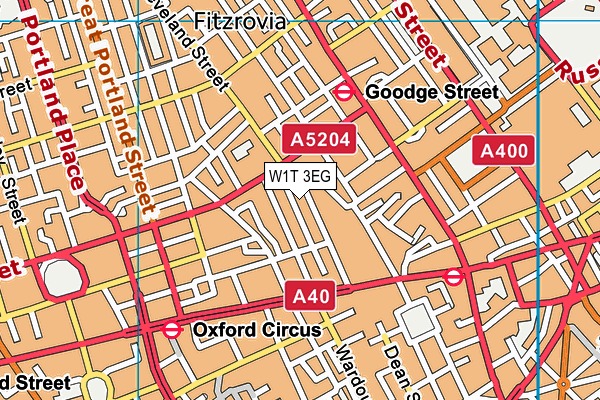 W1T 3EG map - OS VectorMap District (Ordnance Survey)