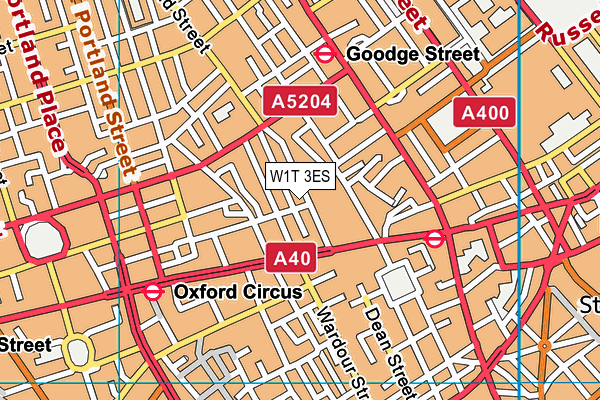 W1T 3ES map - OS VectorMap District (Ordnance Survey)
