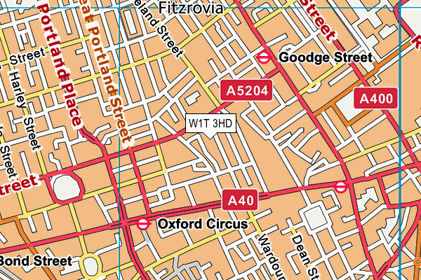 W1T 3HD map - OS VectorMap District (Ordnance Survey)