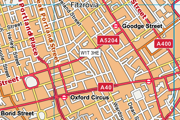 W1T 3HE map - OS VectorMap District (Ordnance Survey)