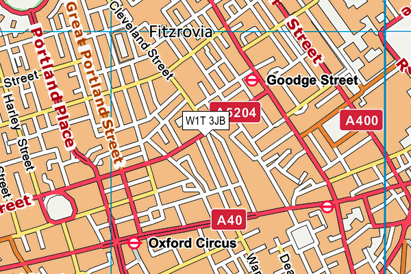 W1T 3JB map - OS VectorMap District (Ordnance Survey)