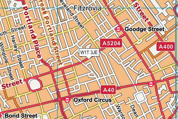 W1T 3JE map - OS VectorMap District (Ordnance Survey)