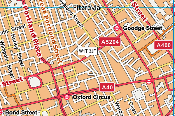 W1T 3JF map - OS VectorMap District (Ordnance Survey)