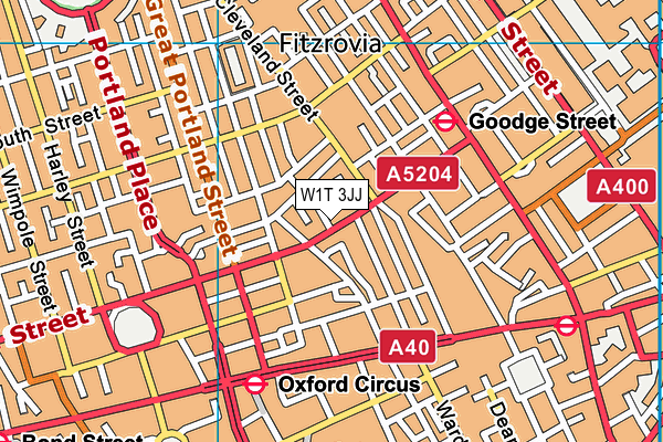 W1T 3JJ map - OS VectorMap District (Ordnance Survey)