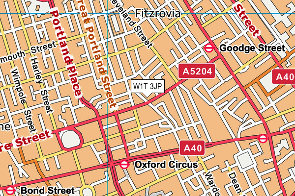 W1T 3JP map - OS VectorMap District (Ordnance Survey)