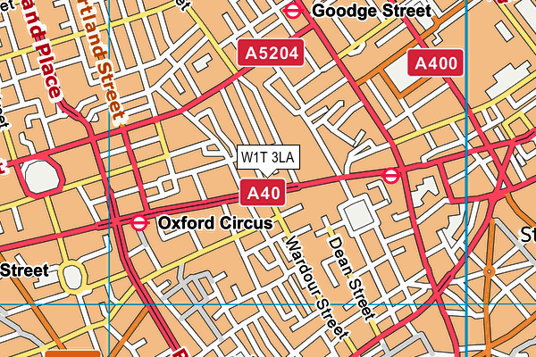 W1T 3LA map - OS VectorMap District (Ordnance Survey)