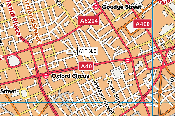W1T 3LE map - OS VectorMap District (Ordnance Survey)