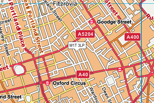 W1T 3LP map - OS VectorMap District (Ordnance Survey)