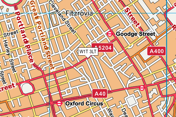 W1T 3LT map - OS VectorMap District (Ordnance Survey)