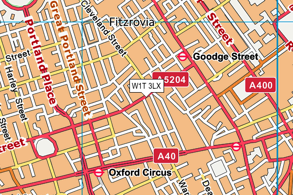 W1T 3LX map - OS VectorMap District (Ordnance Survey)