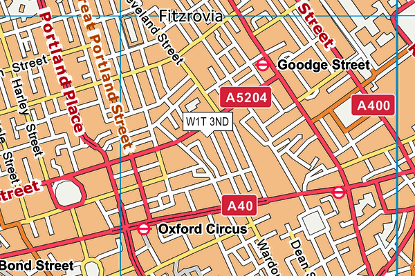 W1T 3ND map - OS VectorMap District (Ordnance Survey)
