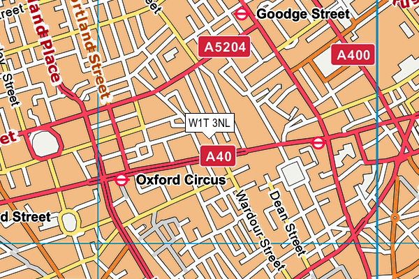 W1T 3NL map - OS VectorMap District (Ordnance Survey)