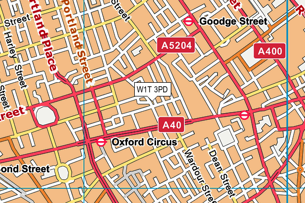 W1T 3PD map - OS VectorMap District (Ordnance Survey)