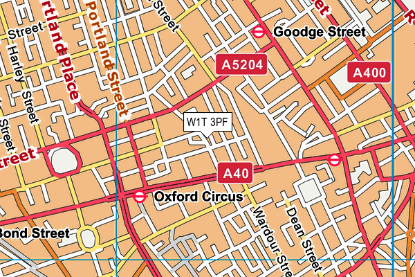 W1T 3PF map - OS VectorMap District (Ordnance Survey)