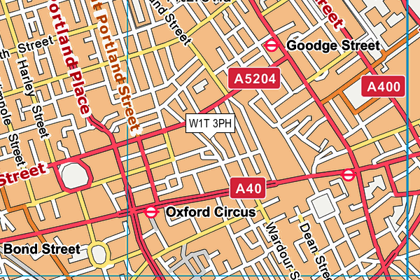 W1T 3PH map - OS VectorMap District (Ordnance Survey)