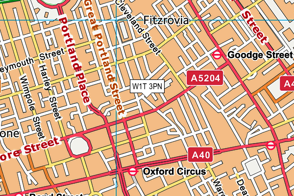 W1T 3PN map - OS VectorMap District (Ordnance Survey)