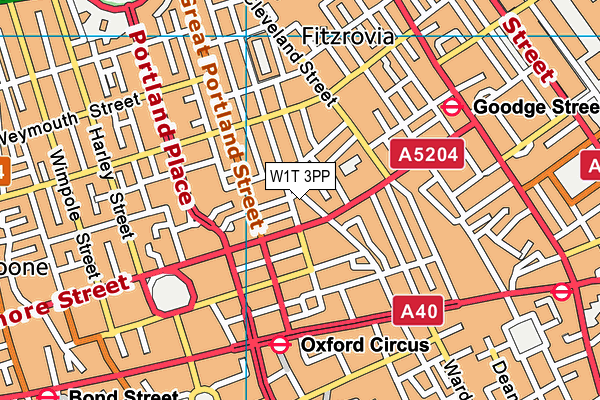 W1T 3PP map - OS VectorMap District (Ordnance Survey)