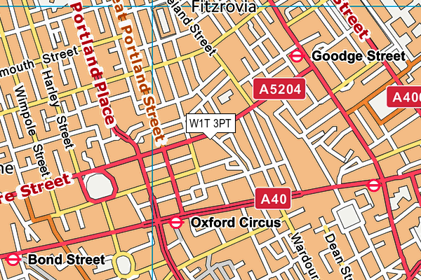 W1T 3PT map - OS VectorMap District (Ordnance Survey)
