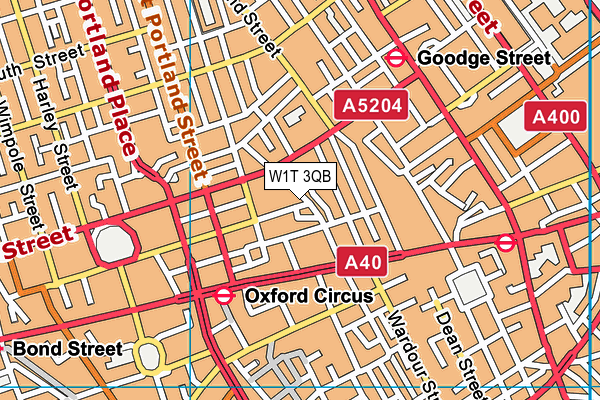 W1T 3QB map - OS VectorMap District (Ordnance Survey)