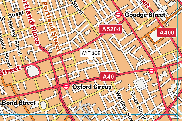 W1T 3QE map - OS VectorMap District (Ordnance Survey)