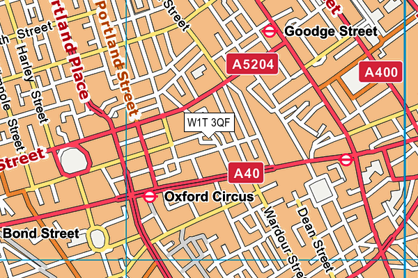 W1T 3QF map - OS VectorMap District (Ordnance Survey)