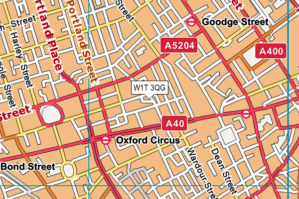 W1T 3QG map - OS VectorMap District (Ordnance Survey)