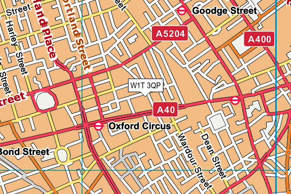 W1T 3QP map - OS VectorMap District (Ordnance Survey)