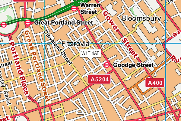 W1T 4AT map - OS VectorMap District (Ordnance Survey)