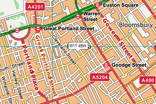 W1T 4BW map - OS VectorMap District (Ordnance Survey)
